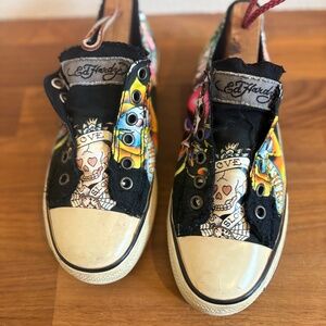 Ed Hardy Vintage slip-on ladies Golden Rose of Love Sneakers